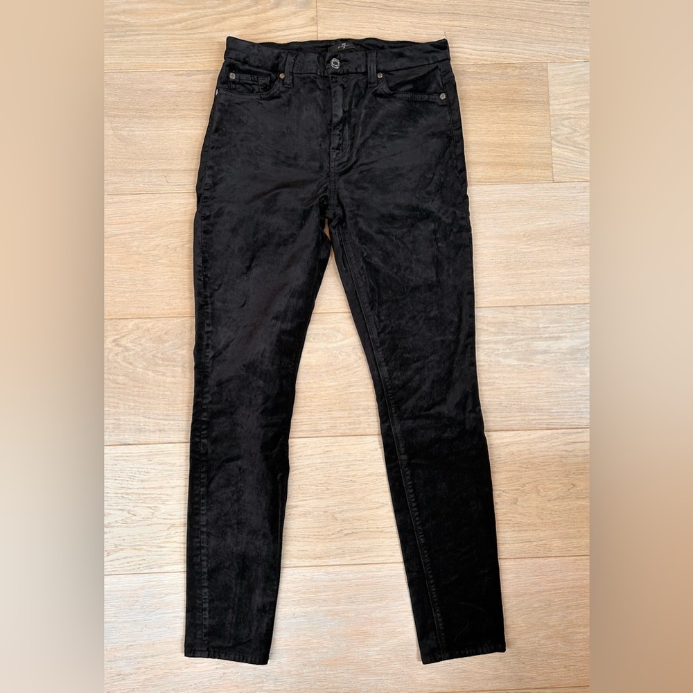 7 for all Mankind Black Velvet Skinny Jeans, size 30